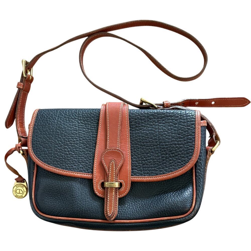 Women's Vintage Dooney & Bourke Black Brown Leather Crossbody Bag